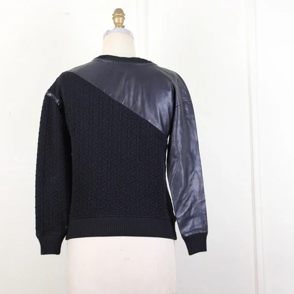 Ohne Titel Black Leather Quilted Sweatshirt / Sweater - xs, extra small - Picture 6 of 7